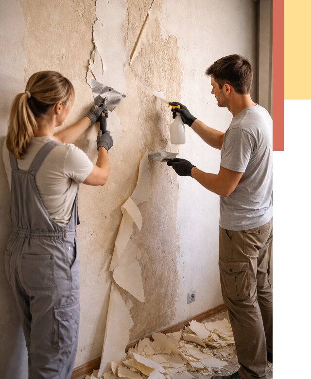 Снятие старых обоев в Большом Камне от 5324 руб. под ключ недорого | ОТДЕЛОЧНИК-Бль