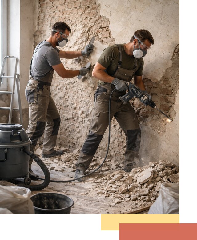 Демонтаж штукатурки со стен в Большом Камне быстро и аккуратно