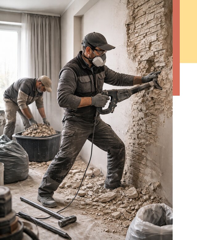 Демонтаж декоративного камня в Большом Камне от 1470 руб/м² — быстро и недорого | ОТДЕЛОЧНИК-Бль