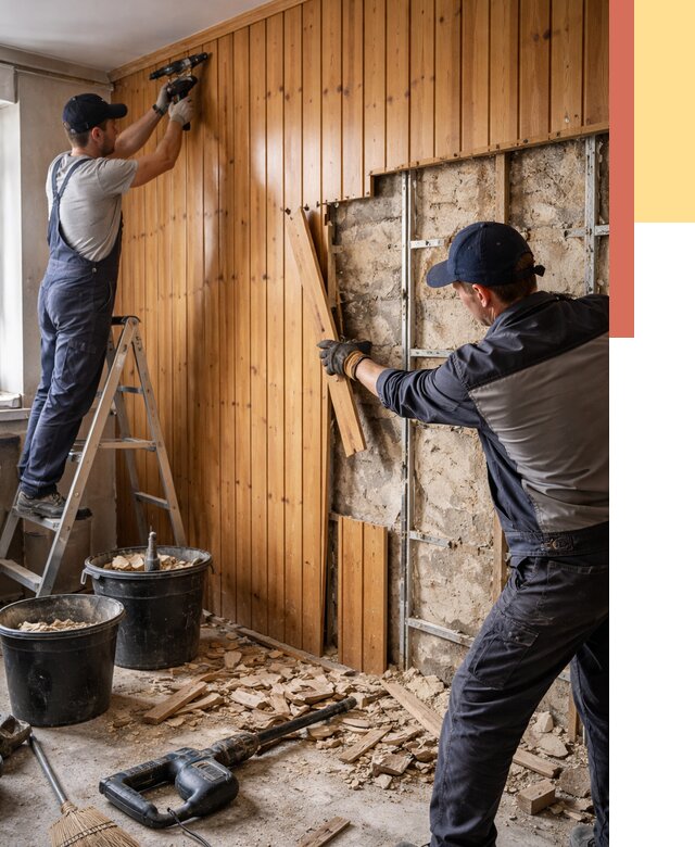 Демонтаж вагонки со стен в Большом Камне от 1470 руб. — снятие, удаление, срочно | ОТДЕЛОЧНИК-Бль