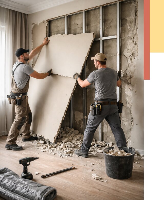 Демонтаж гипсокартона со стен в Большом Камне от 355 руб. — услуги демонтажа | ОТДЕЛОЧНИК-Бль