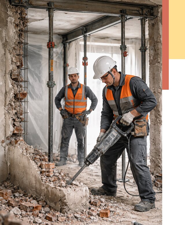 Снос несущих стен в Большом Камне от 10395 руб. — демонтаж несущей стены под ключ | ОТДЕЛОЧНИК-Бль