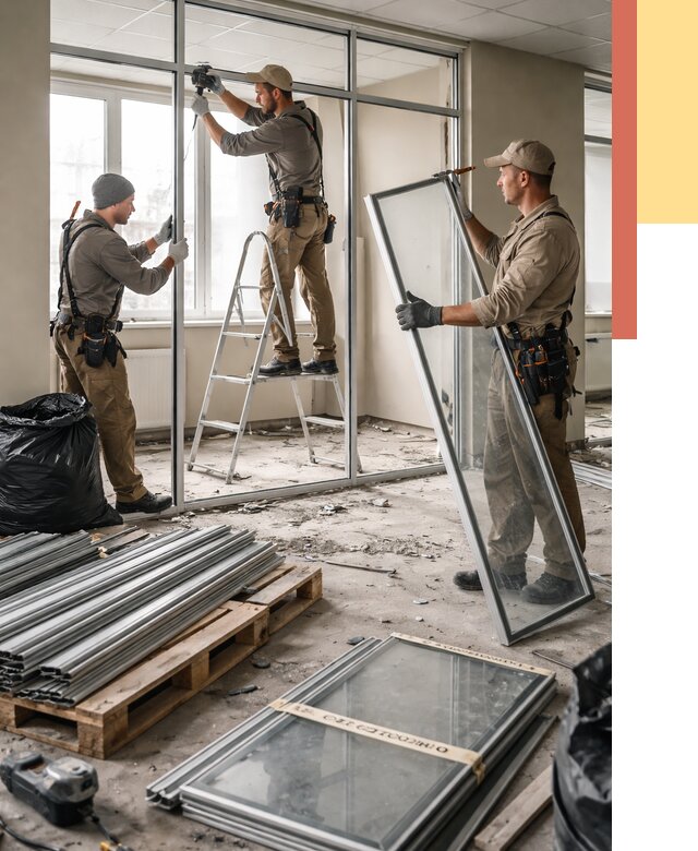 Демонтаж алюминиевых перегородок в Большом Камне от 4259 руб. — быстро и недорого | ОТДЕЛОЧНИК-Бль