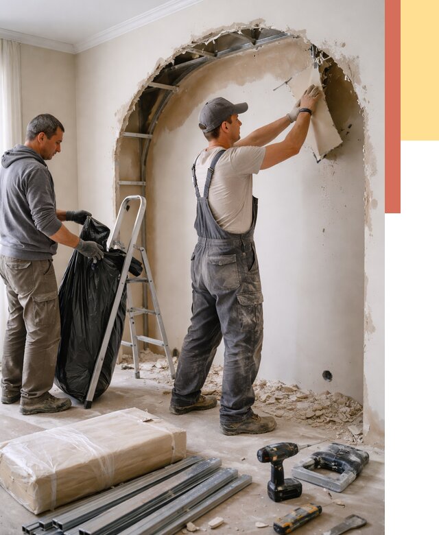 Демонтаж арки из гипсокартона в Большом Камне от 3549 руб. — услуги под ключ | ОТДЕЛОЧНИК-Бль