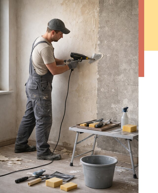 Очистка стен от клея в Большом Камне от 1876 руб. — снятие и удаление клея со стен | ОТДЕЛОЧНИК-Бль