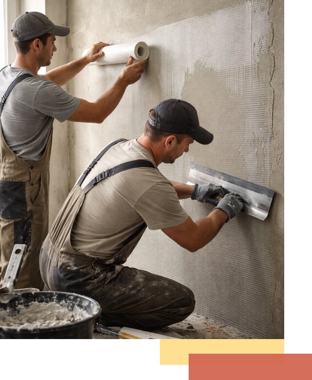 Армирование стен стеклосеткой в Большом Камне для прочной отделки