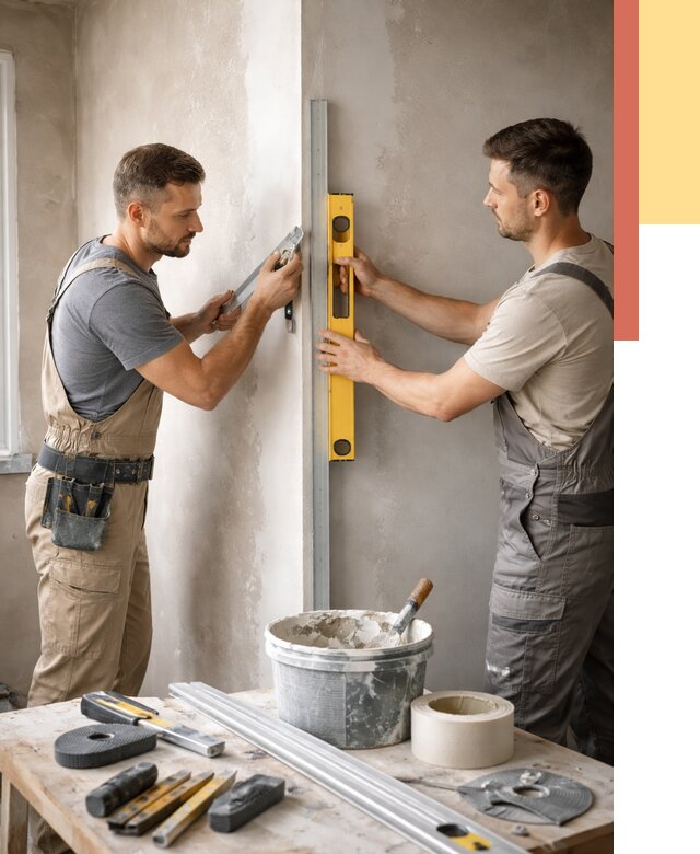 Выведение углов стен в Большом Камне от 1876 руб. быстро и недорого | ОТДЕЛОЧНИК-Бль