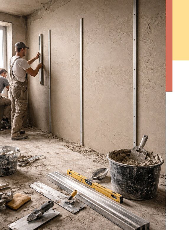 Штукатурка стен по маякам в Большом Камне от 5578 руб./м² — выравнивание под ключ | ОТДЕЛОЧНИК-Бль