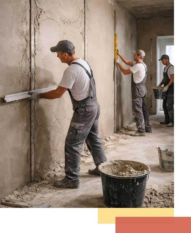 Штукатурка стен по маякам в Большом Камне — точная и ровная поверхность