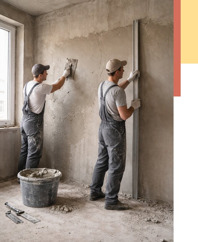 Штукатурка бетонных стен в Большом Камне от 4563 руб/м² — качественно и быстро | ОТДЕЛОЧНИК-Бль
