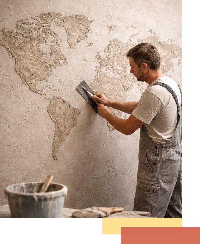 Декоративная штукатурка «Карта мира» под ключ в Большом Камне