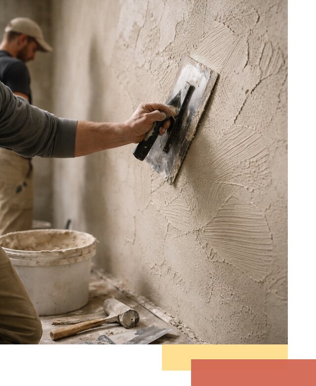 Фактурная штукатурка стен в Большом Камне — монтаж, отделка, реставрация