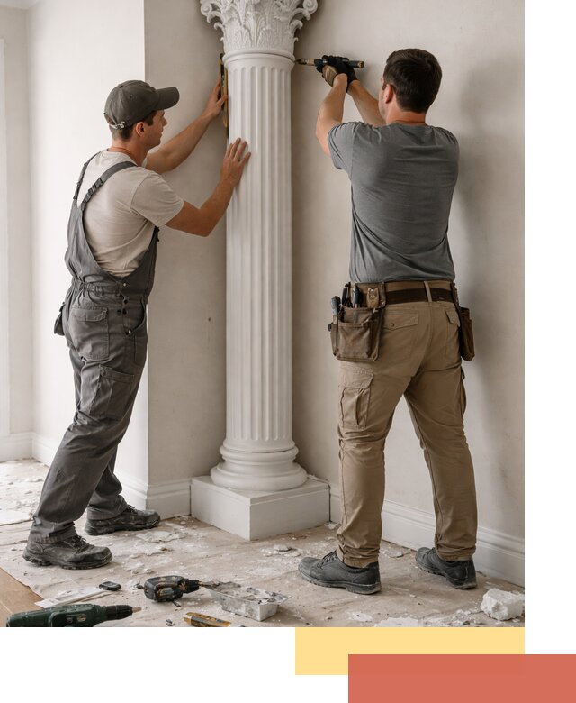 Установка декоративных колонн в Большом Камне под ключ