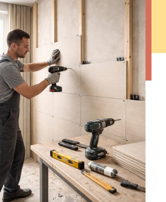 Монтаж МДФ панелей на стены в Большом Камне от 1268 руб. под ключ | ОТДЕЛОЧНИК-Бль