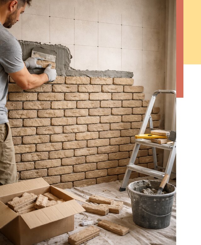 Монтаж декоративного кирпича в Большом Камне от 3245 руб./м² — быстро и недорого | ОТДЕЛОЧНИК-Бль