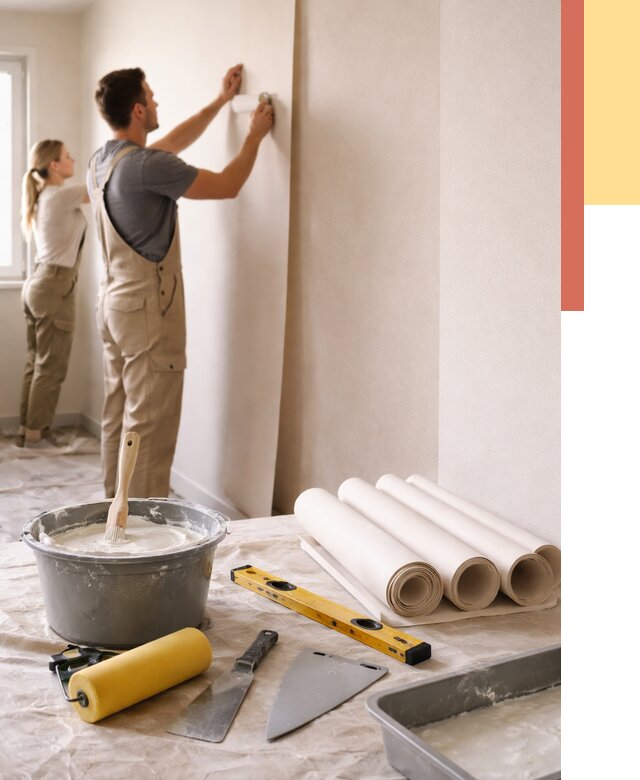 Поклейка бумажных обоев в Большом Камне от 5578 руб./м2 — быстро и недорого | ОТДЕЛОЧНИК-Бль