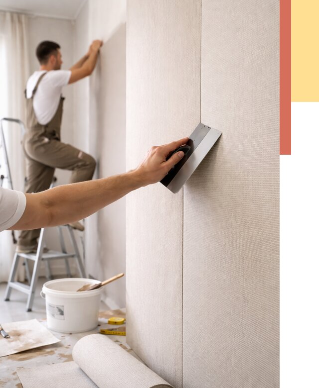 Поклейка текстильных обоев в Большом Камне от 4563 руб. под ключ | ОТДЕЛОЧНИК-Бль