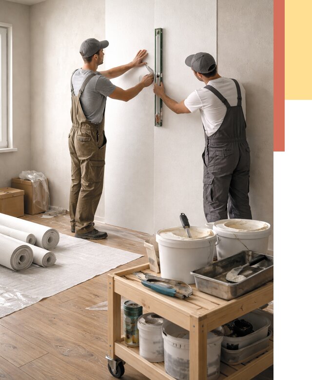 Поклейка стеклообоев в Большом Камне от 6592 руб. за м2 — быстро и недорого | ОТДЕЛОЧНИК-Бль