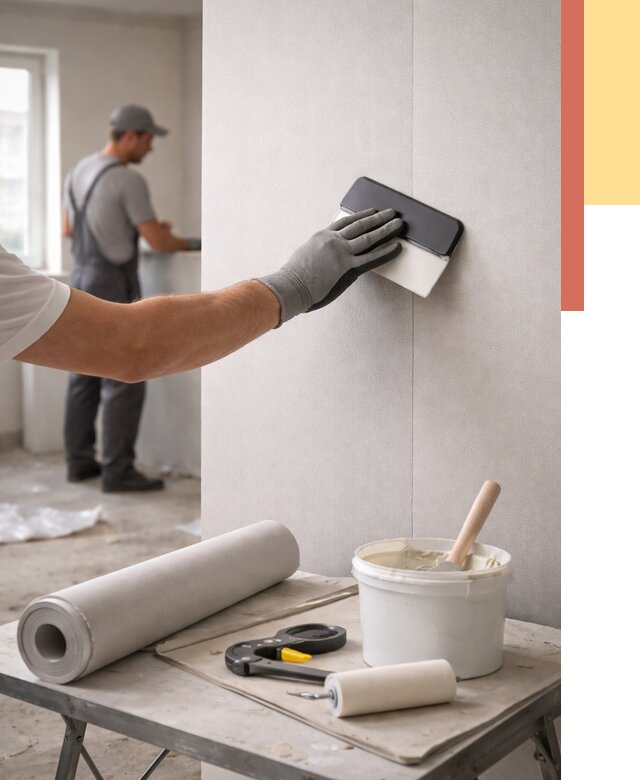 Поклейка обоев под покраску в Большом Камне от 3549 руб. за м2 | ОТДЕЛОЧНИК-Бль