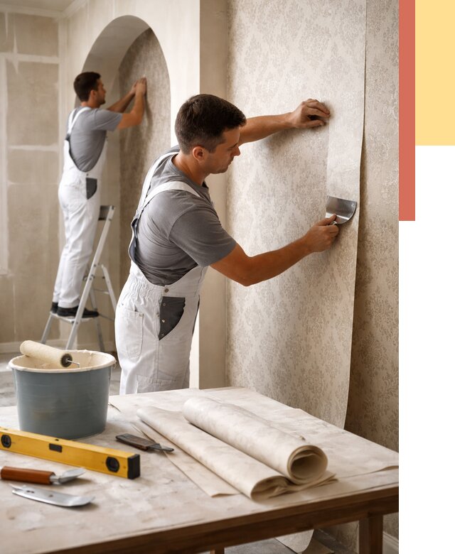 Поклейка обоев на сложные стены в Большом Камне от 2839 руб. под ключ | ОТДЕЛОЧНИК-Бль