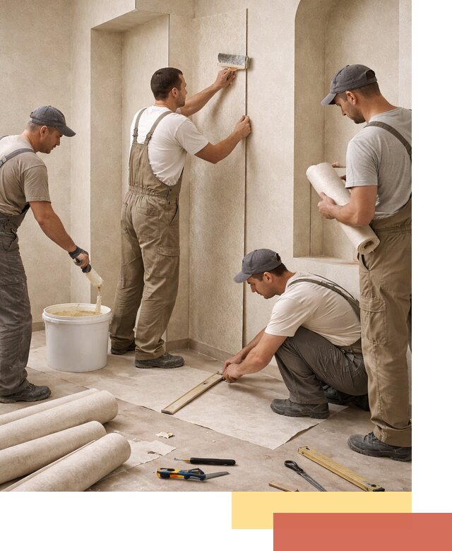 Поклейка обоев на сложные стены и неровные поверхности в Большом Камне