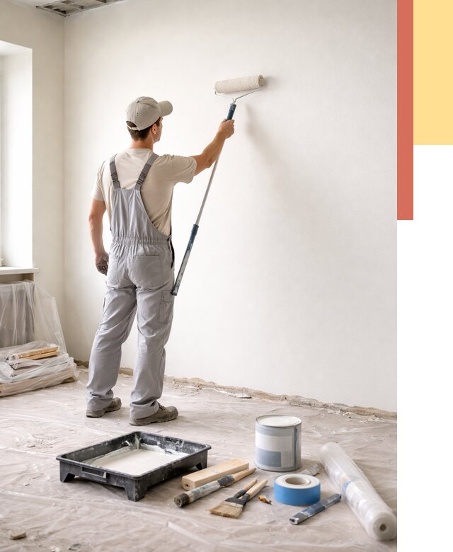 Покраска стен водоэмульсионной краской в Большом Камне от 456 руб. за м² | ОТДЕЛОЧНИК-Бль