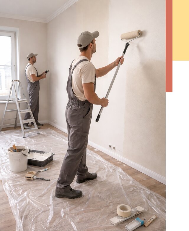 Покраска стен акриловой краской в Большом Камне от 3549 руб./м² — быстро и недорого | ОТДЕЛОЧНИК-Бль