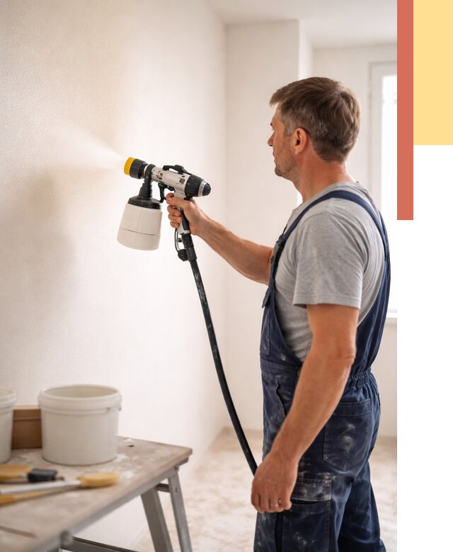 Покраска стен краскопультом в Большом Камне от 7606 руб. — механизированная покраска | ОТДЕЛОЧНИК-Бль