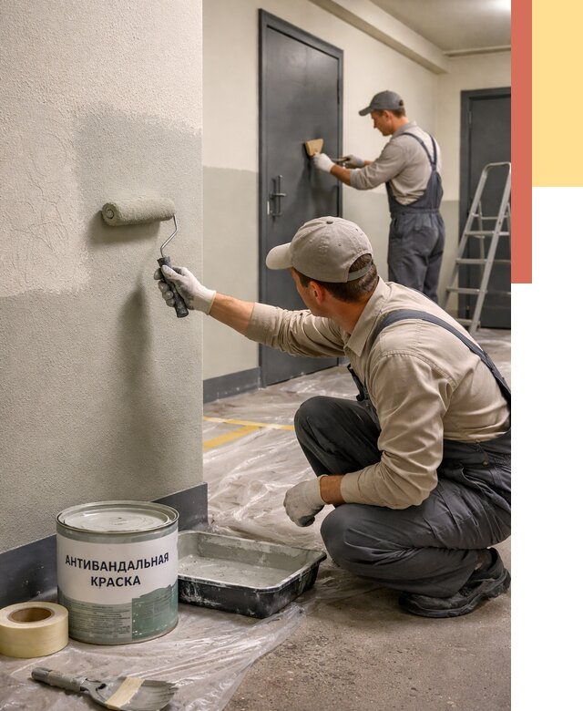 Покраска стен антивандальной краской в Большом Камне от 4563 руб./м² под ключ | ОТДЕЛОЧНИК-Бль