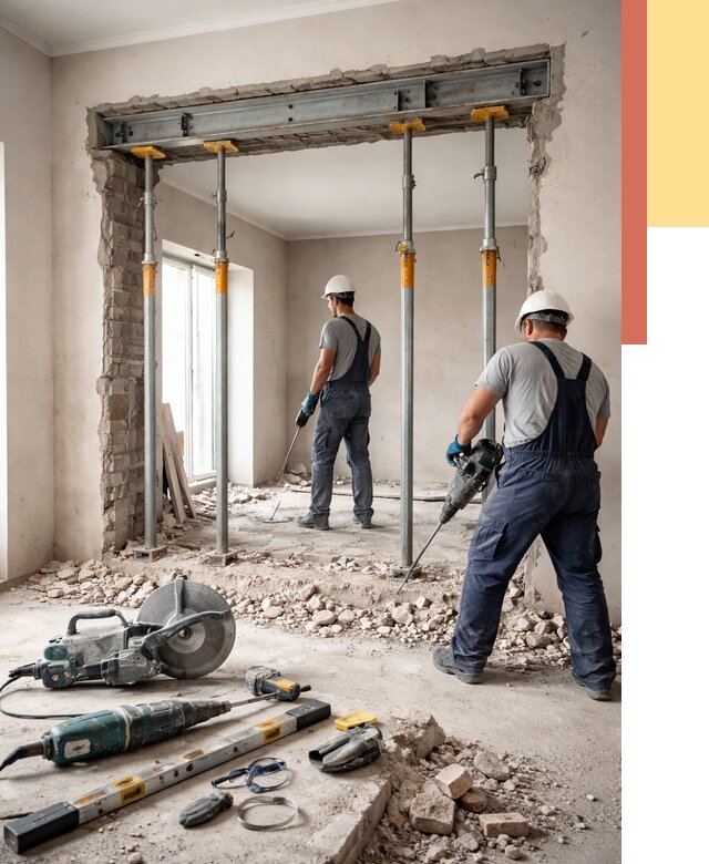 Прорезка проема в стене в Большом Камне от 4563 руб. — быстро и недорого | ОТДЕЛОЧНИК-Бль