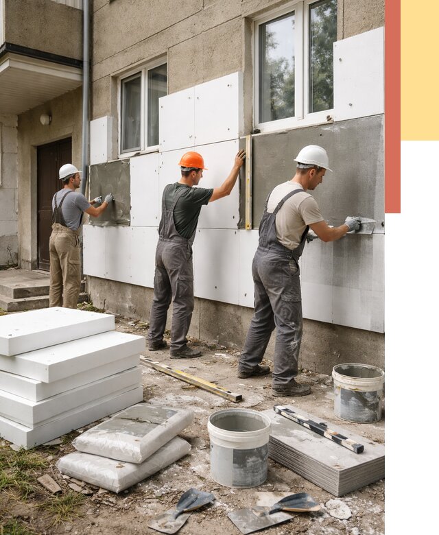 Утепление стен пенопластом в Большом Камне от 1775 руб. — недорого и под ключ | ОТДЕЛОЧНИК-Бль