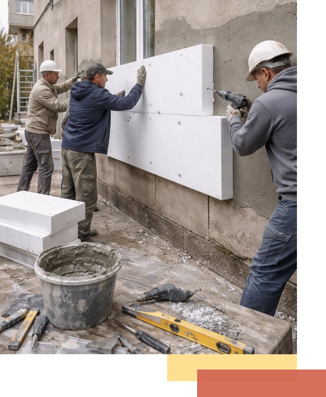 Утепление наружных стен пенопластом в Большом Камне