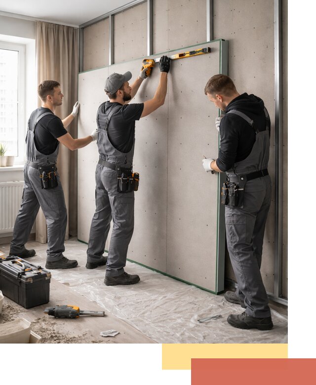 Шумоизоляция стен панелями ЗИПС в Большом Камне для жилых и коммерческих помещений