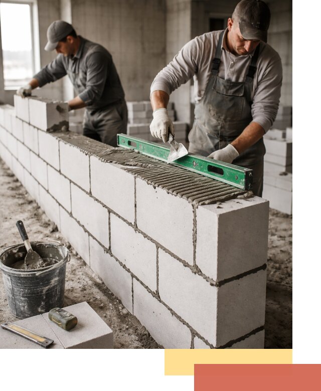 Кладка перегородок из газобетона в Большом Камне быстро и качественно