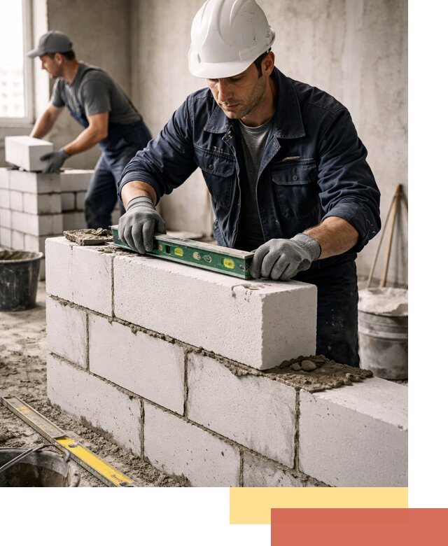 Кладка перегородок из пеноблока под ключ в Большом Камне