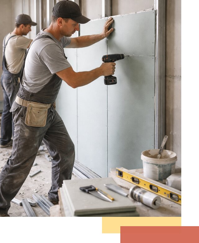 Кладка влагостойких перегородок ПГП в Большом Камне