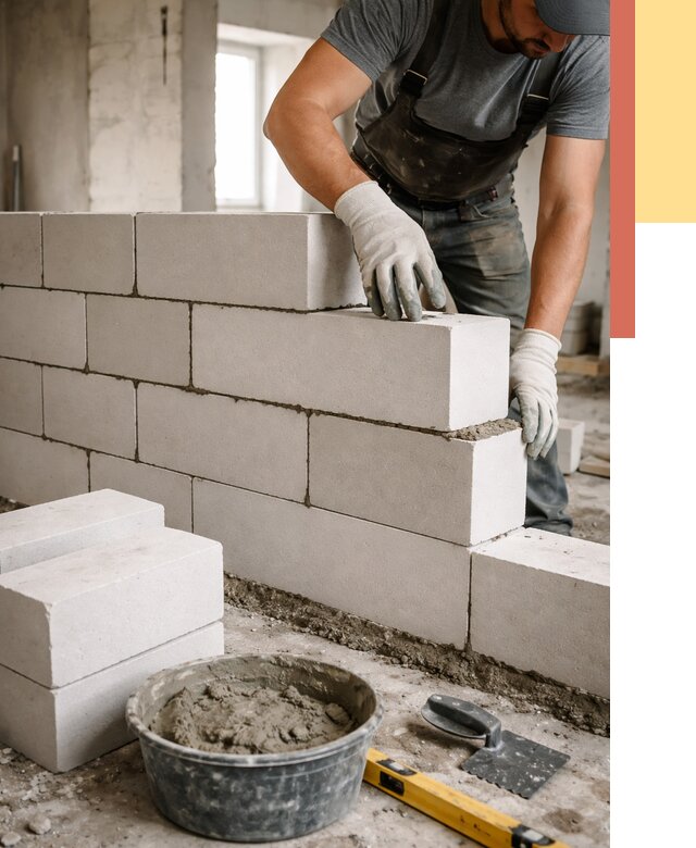 Кладка перегородок из силикатного блока в Большом Камне от 4056 руб. под ключ | ОТДЕЛОЧНИК-Бль