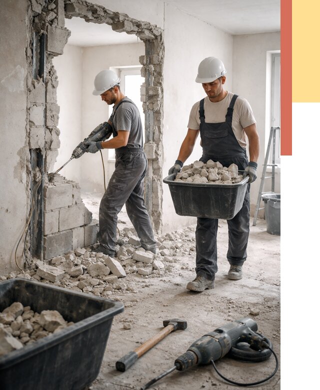 Демонтаж блоковых перегородок в Большом Камне от 3803 руб. — быстро и недорого | ОТДЕЛОЧНИК-Бль