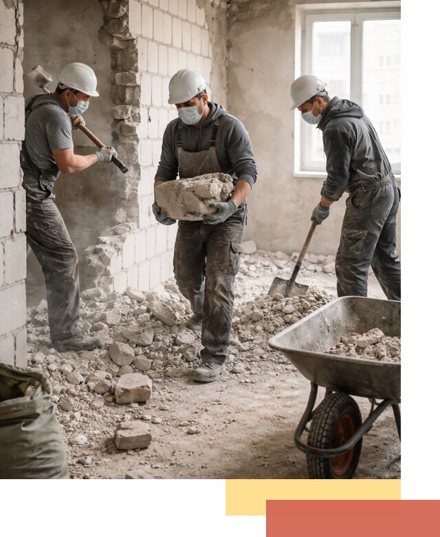 Демонтаж блочных перегородок в Большом Камне быстро и аккуратно