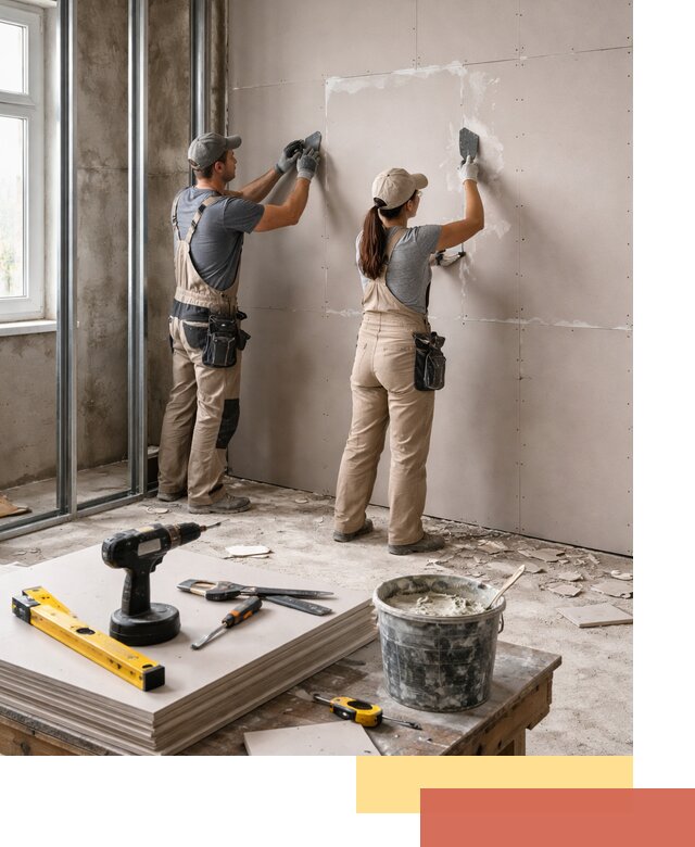 Монтаж двухслойной перегородки из гипсокартона в Большом Камне