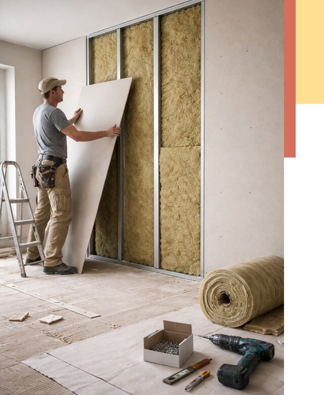 Перегородка из гипсокартона с шумоизоляцией в Большом Камне от 3164 руб. | ОТДЕЛОЧНИК-Бль