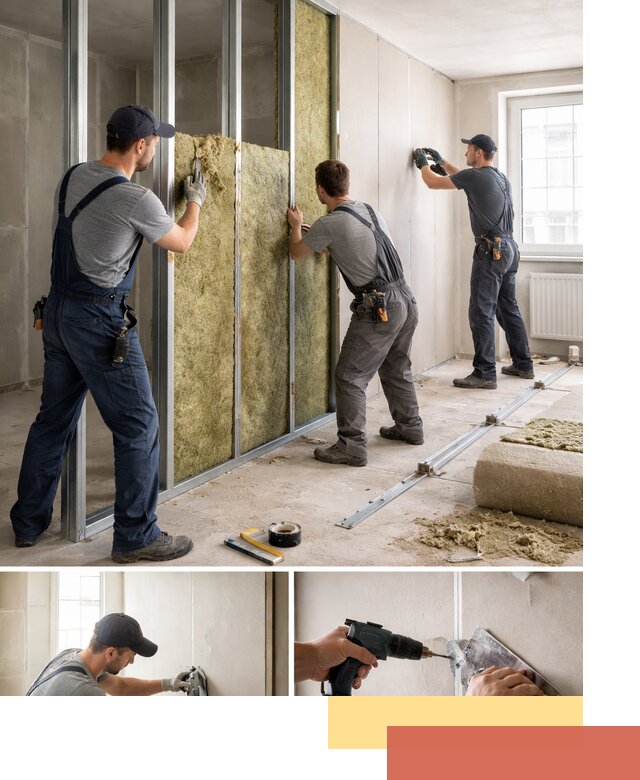 Перегородка из гипсокартона с шумоизоляцией в Большом Камне — монтаж под ключ