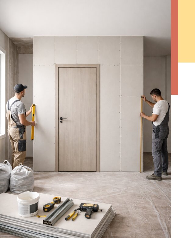 Перегородка из гипсокартона с дверью в Большом Камне от 4563 руб. под ключ | ОТДЕЛОЧНИК-Бль