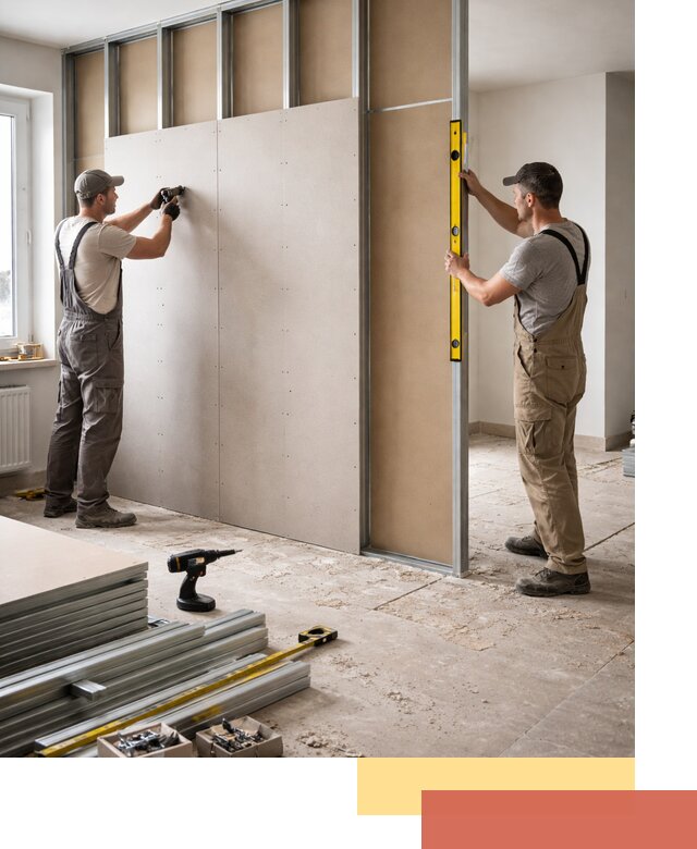 Зонирующая перегородка из гипсокартона под ключ в Большом Камне