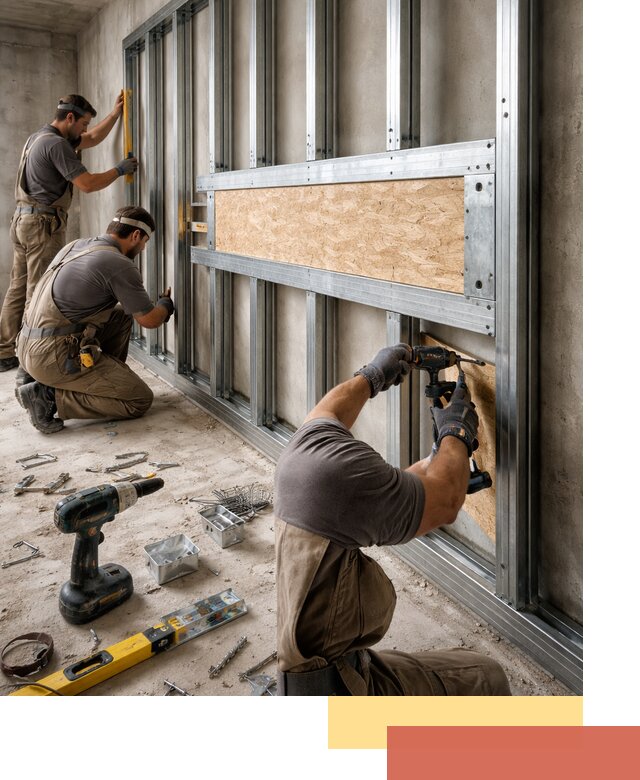 Усиленная перегородка для крепления тяжёлых конструкций в Большом Камне