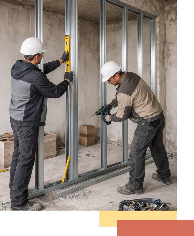 Монтаж каркаса перегородки из профиля в Большом Камне