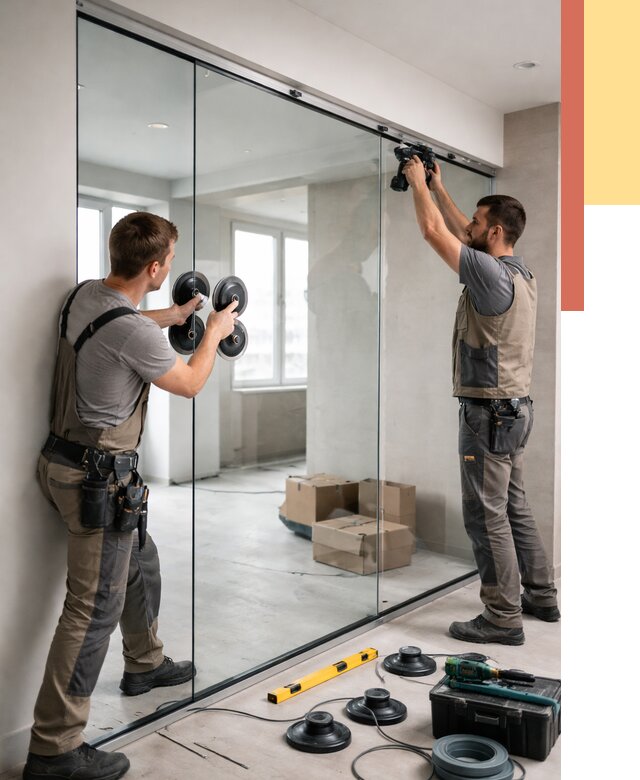 Монтаж стеклянных перегородок в Большом Камне от 6592 руб. | ОТДЕЛОЧНИК-Бль