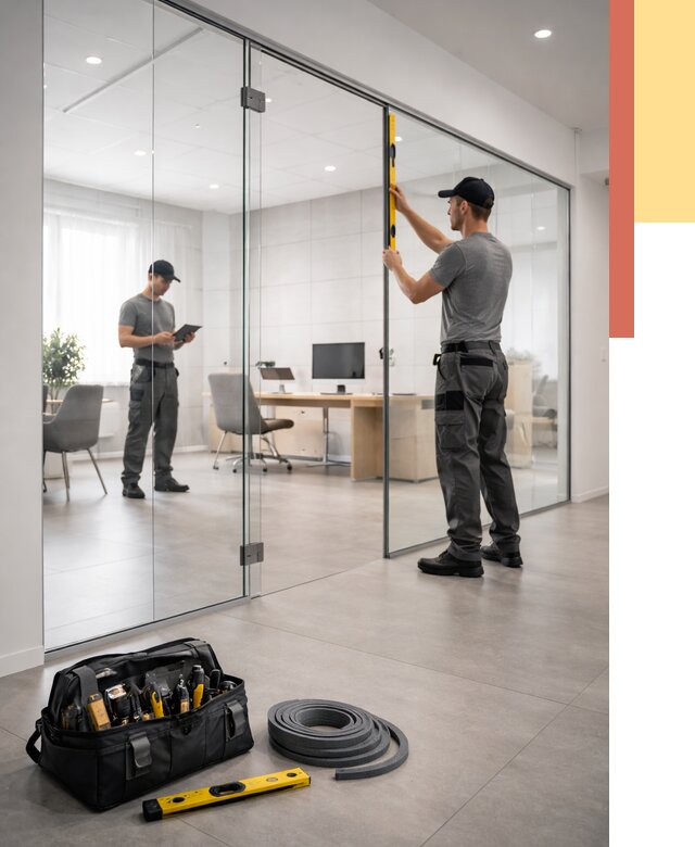 Цельностеклянные перегородки под ключ в Большом Камне от 9634 руб. — монтаж и цены | ОТДЕЛОЧНИК-Бль