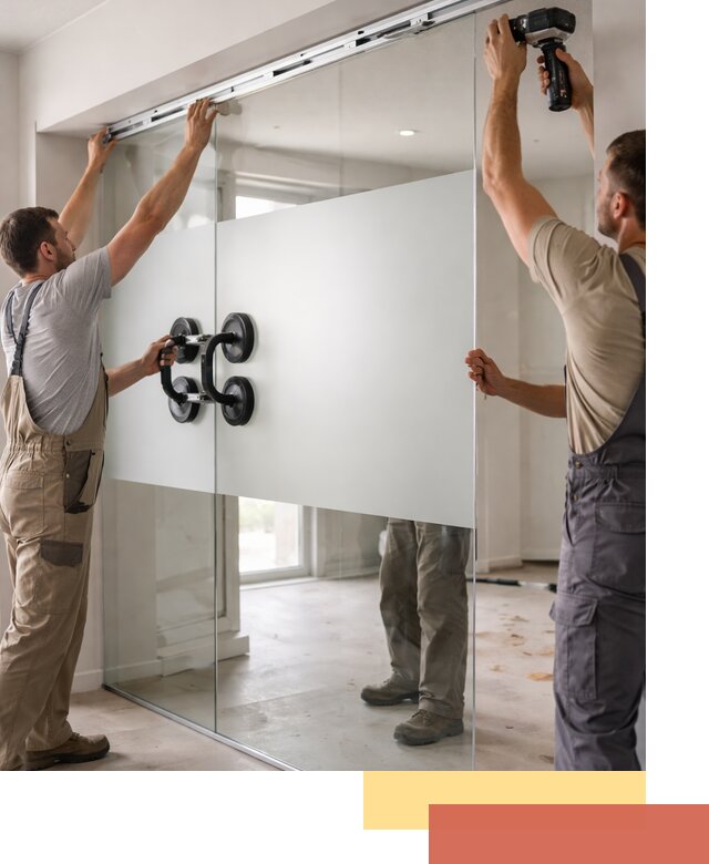 Матовые стеклянные перегородки под ключ в Большом Камне