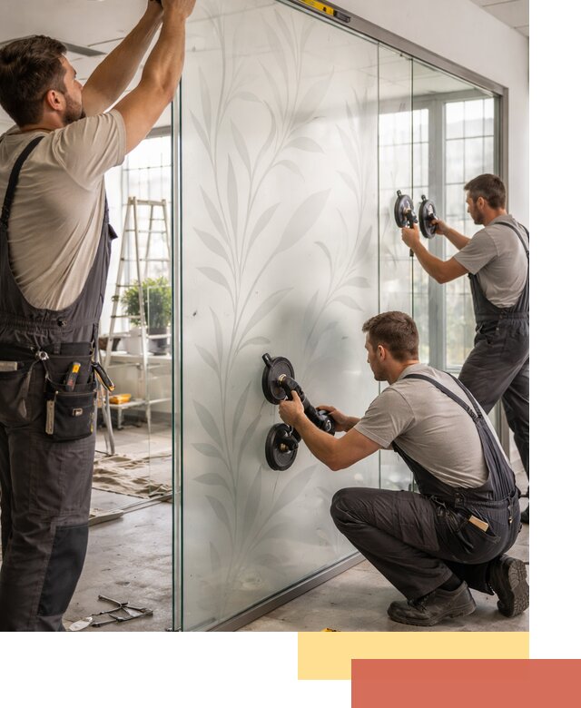 Стеклянные перегородки с рисунком на заказ в Большом Камне